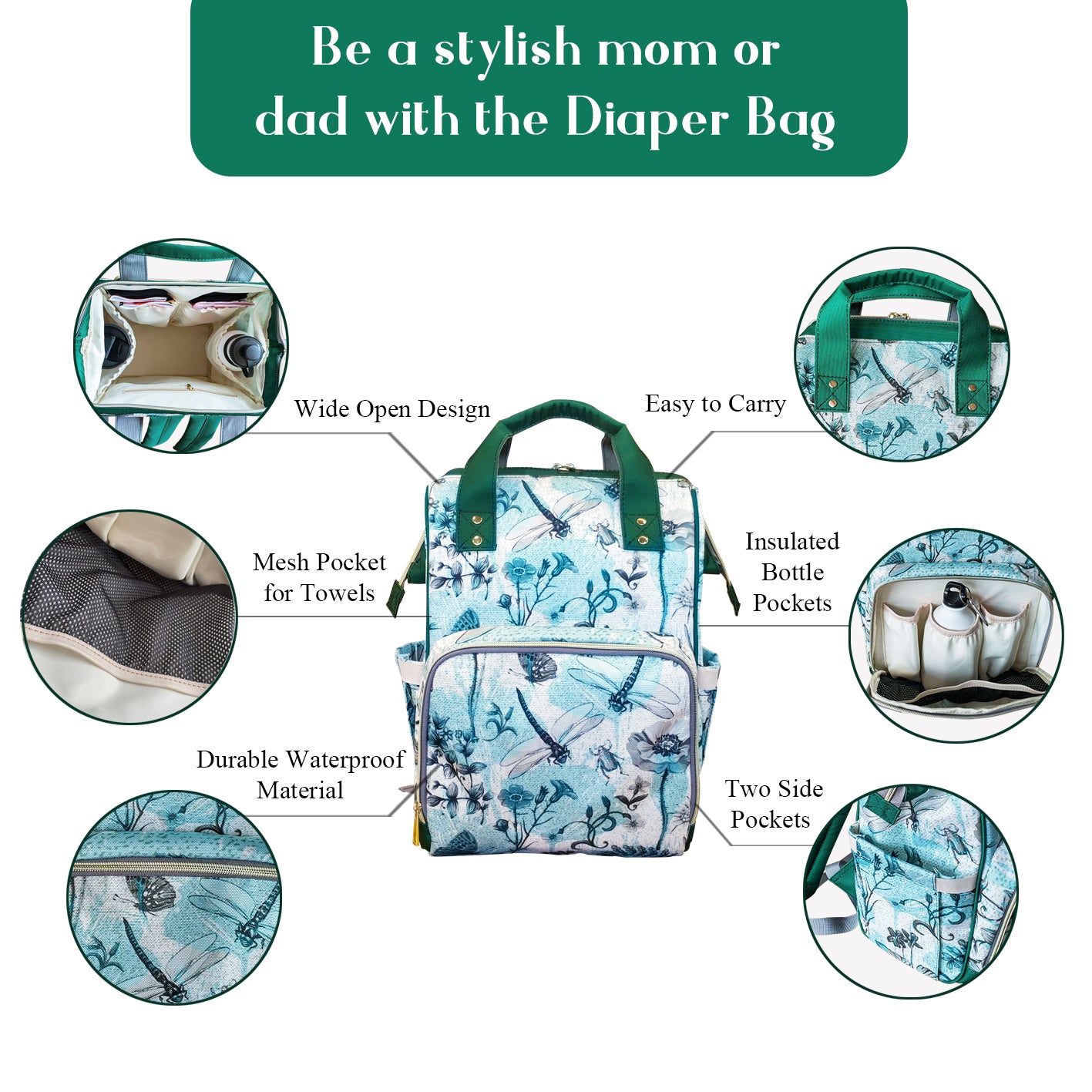 Sunflower Beach Backpack Multi-Function Diaper Bag - Inspirate to Paint Designs