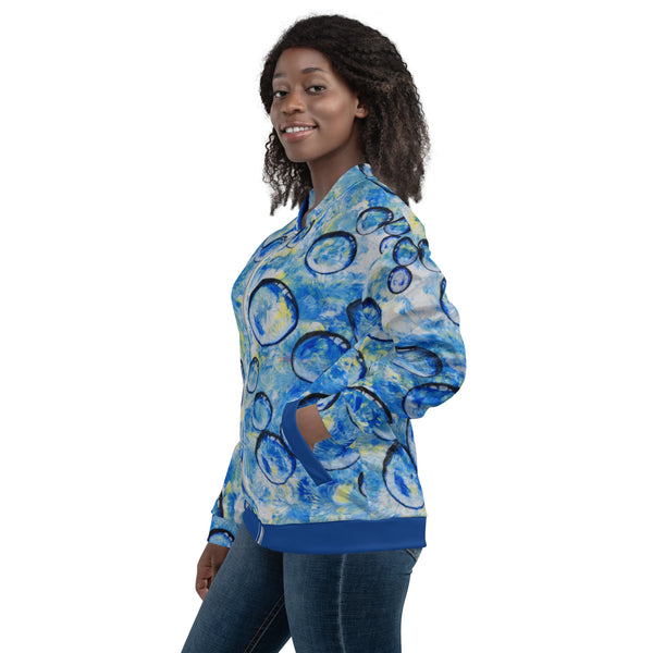 Blue Bubbles Unisex Bomber Jacket - Inspirate to Paint Designs