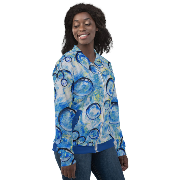 Blue Bubbles Unisex Bomber Jacket - Inspirate to Paint Designs